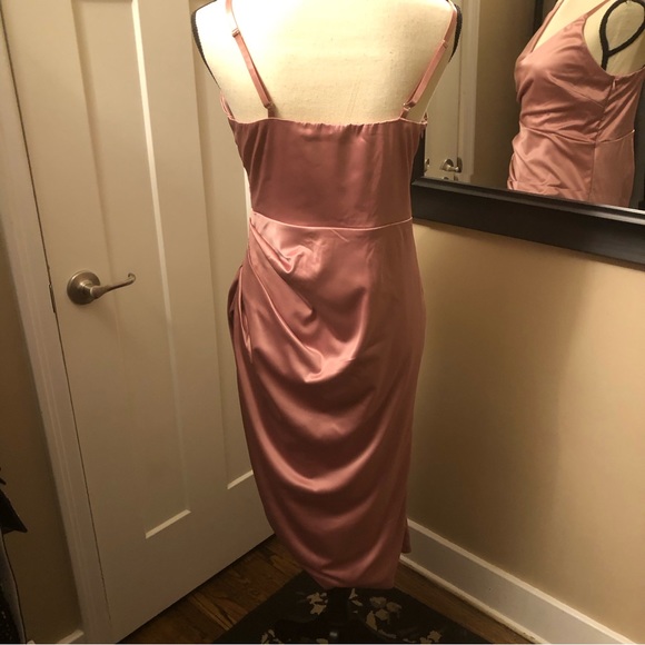 Parthea satin ruched side asymmetrical dress size Large - Picture 6 of 10